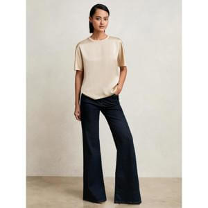 REISS Lena Silk Short-Sleeve Top